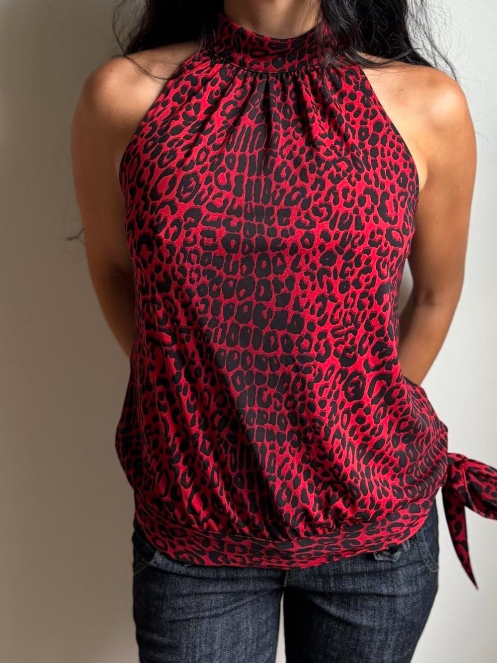 Michael Kors Leopard Print Halter Top Size S